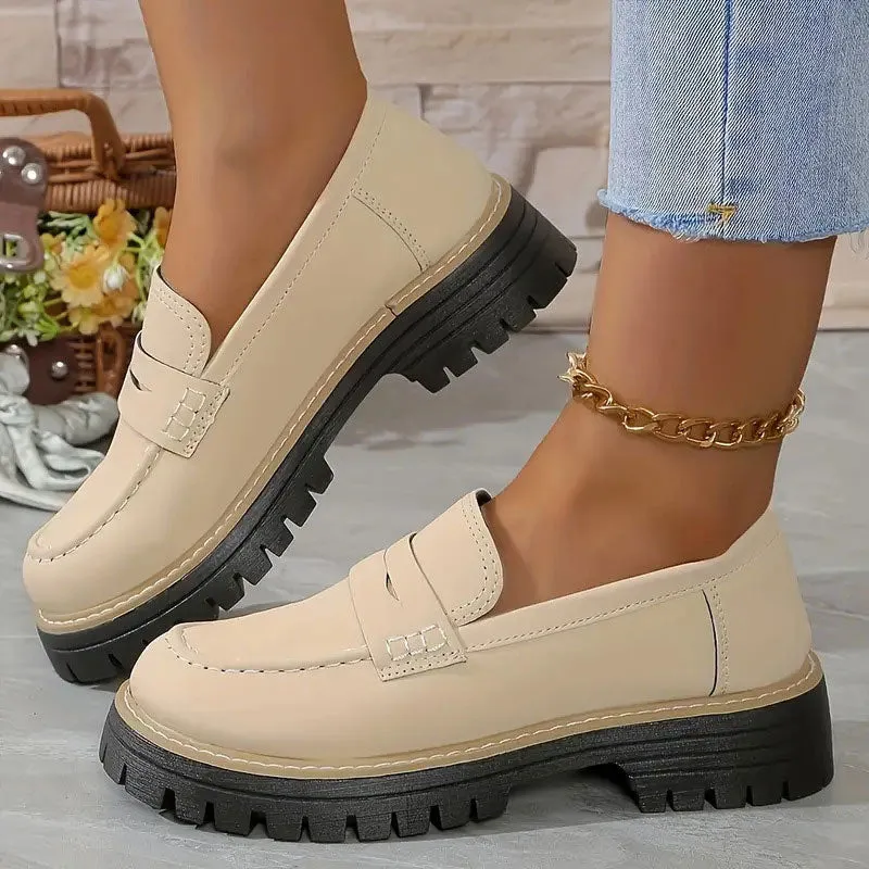  Women's Comfortable Chunky Slip On Platform Loafers