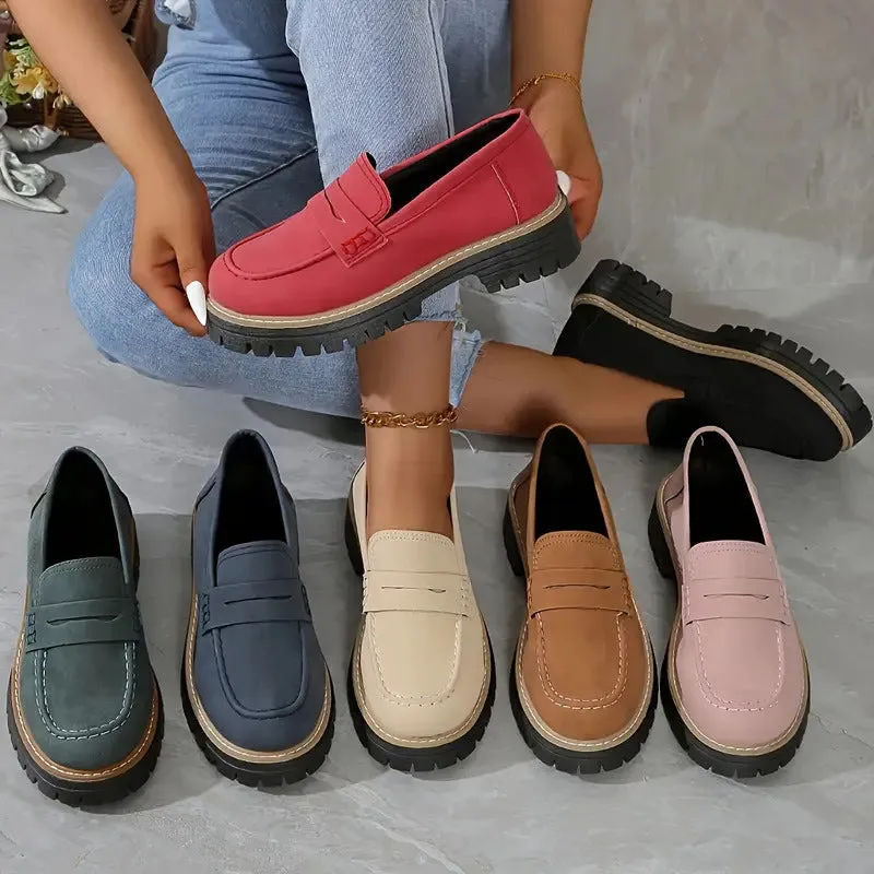  Women's Comfortable Chunky Slip On Platform Loafers