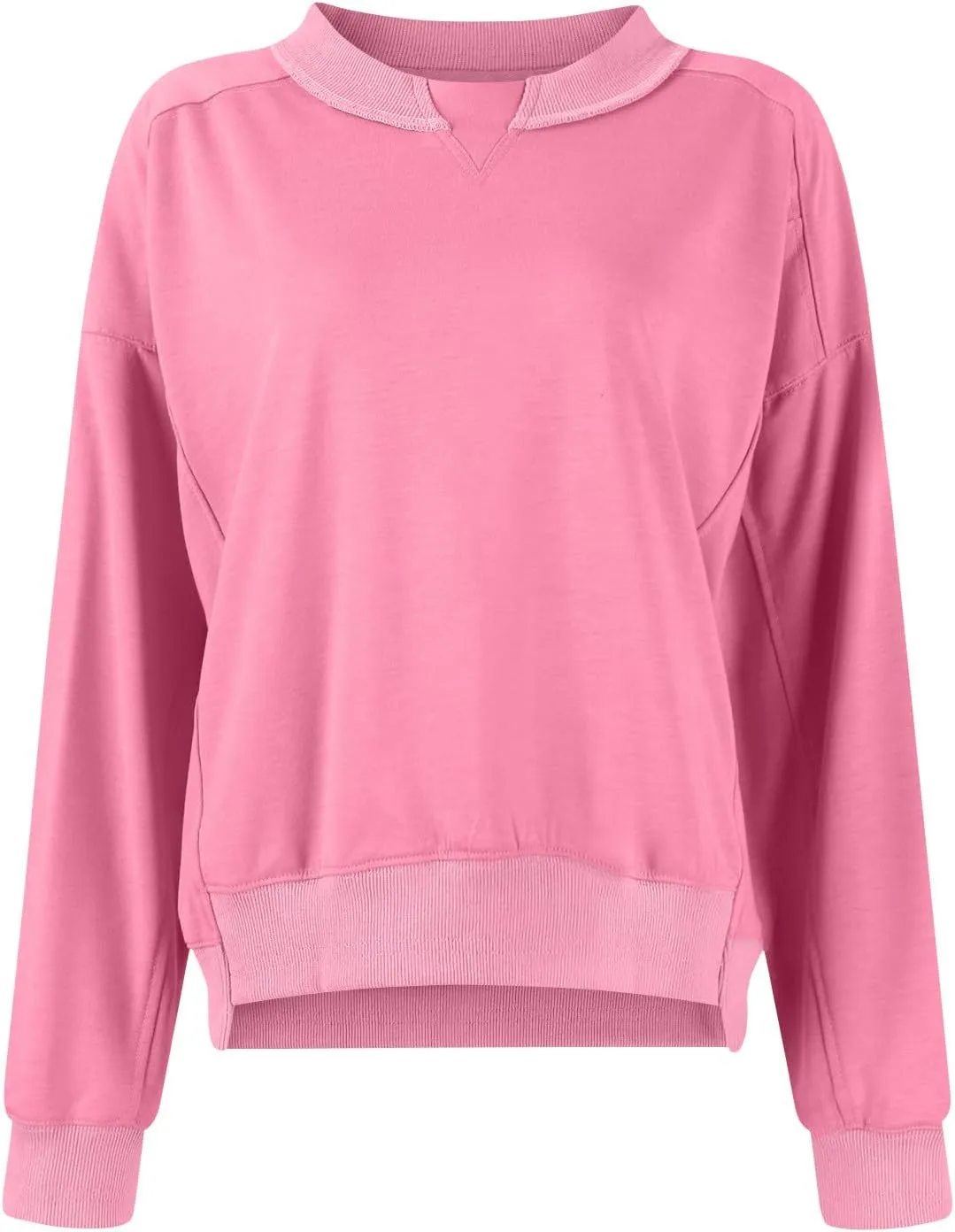 Women's Crewneck Solid Cropped Hoodies Fleece Loose Pullover Casual Loose Clothes for Women Short Blouse Tops