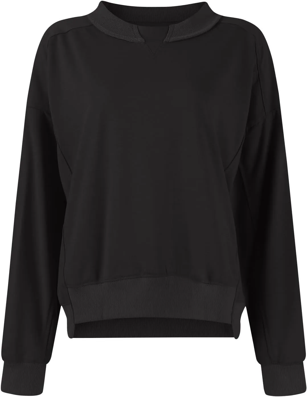 Women's Crewneck Solid Cropped Hoodies Fleece Loose Pullover Casual Loose Clothes for Women Short Blouse Tops