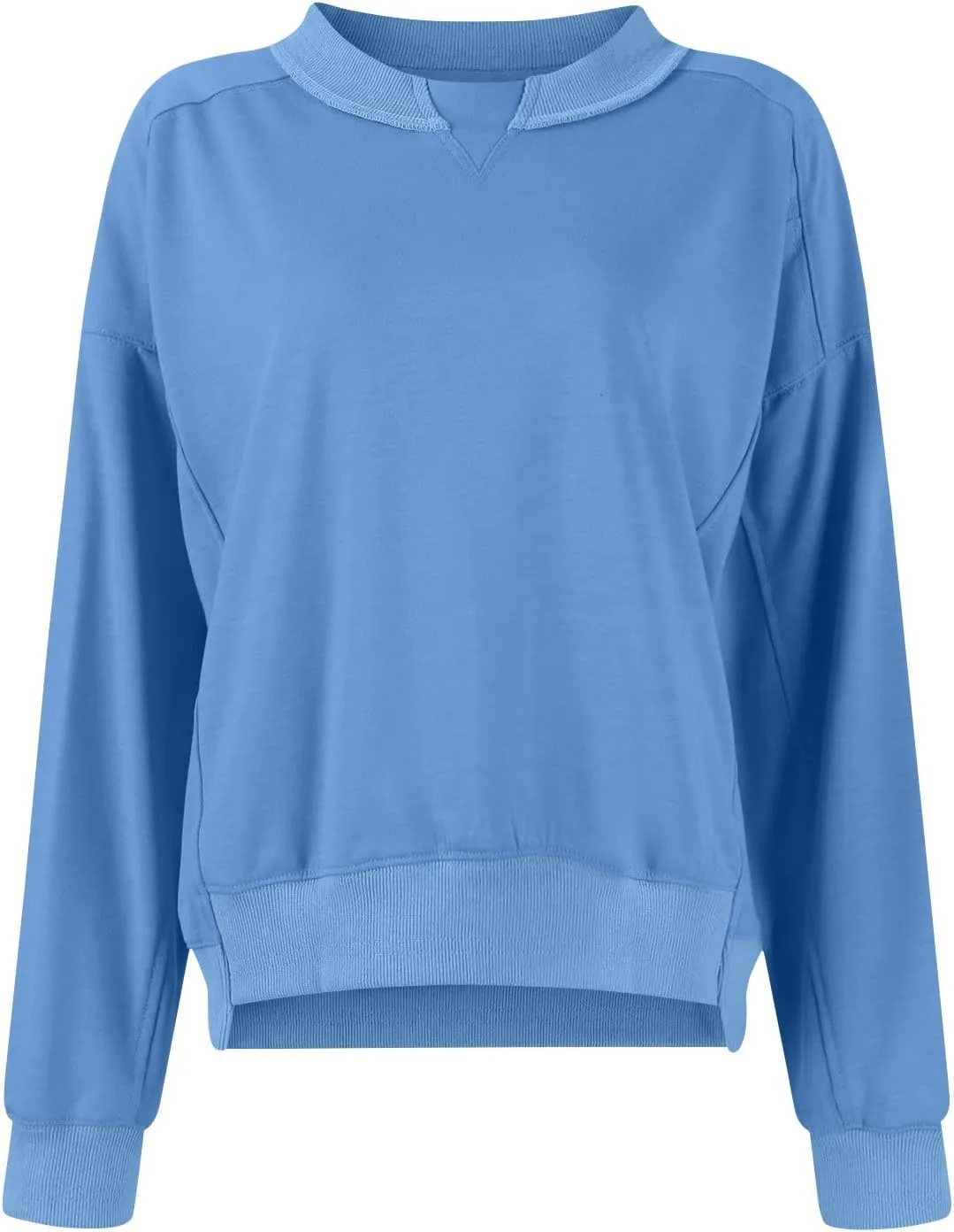Women's Crewneck Solid Cropped Hoodies Fleece Loose Pullover Casual Loose Clothes for Women Short Blouse Tops