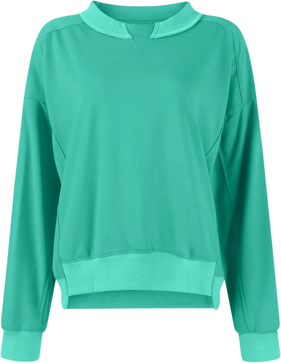 Women's Crewneck Solid Cropped Hoodies Fleece Loose Pullover Casual Loose Clothes for Women Short Blouse Tops