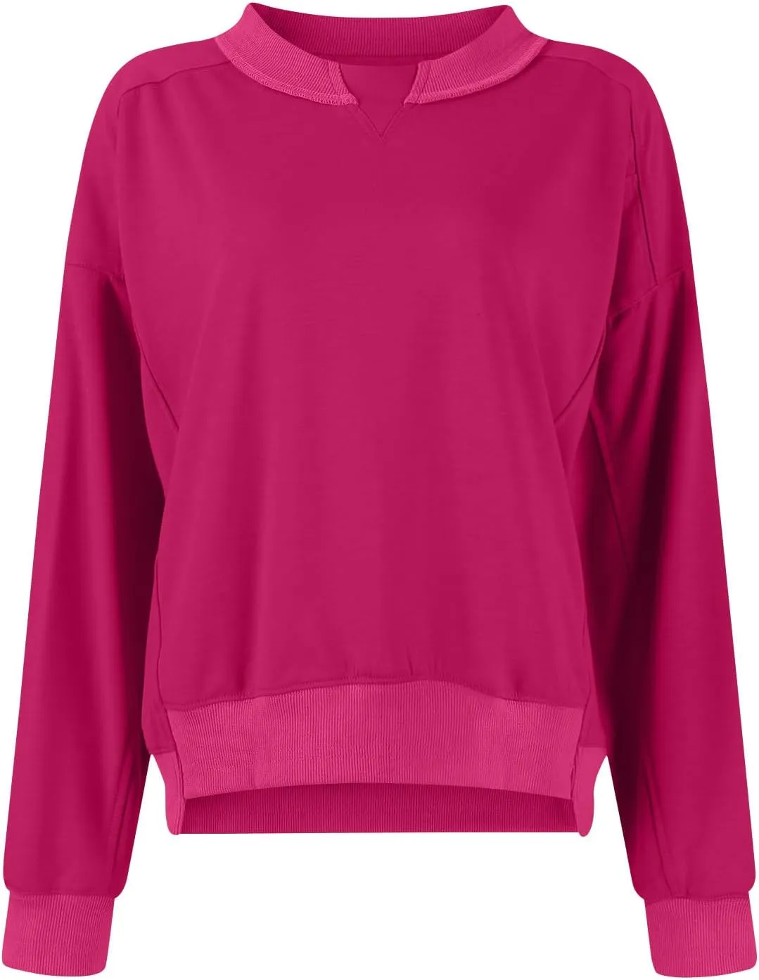 Women's Crewneck Solid Cropped Hoodies Fleece Loose Pullover Casual Loose Clothes for Women Short Blouse Tops