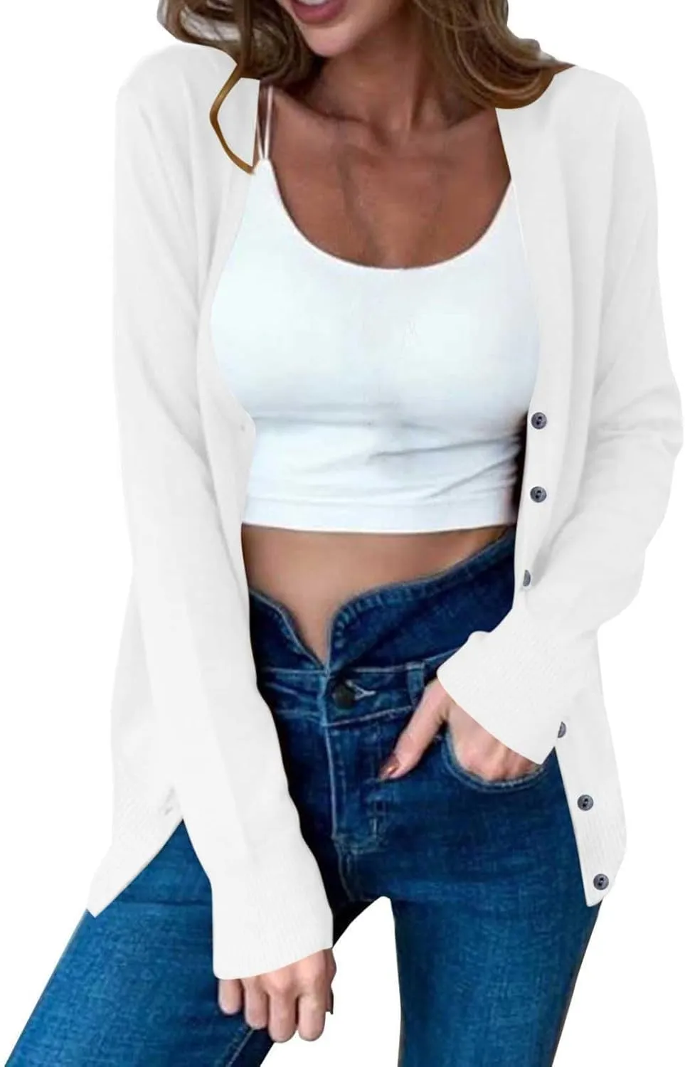 Womens Fall 2024 Cardigan Lightweight Long Sleeve Open Front V Neck Cute Cardigans Sweaters Casual Fashion Outerwear