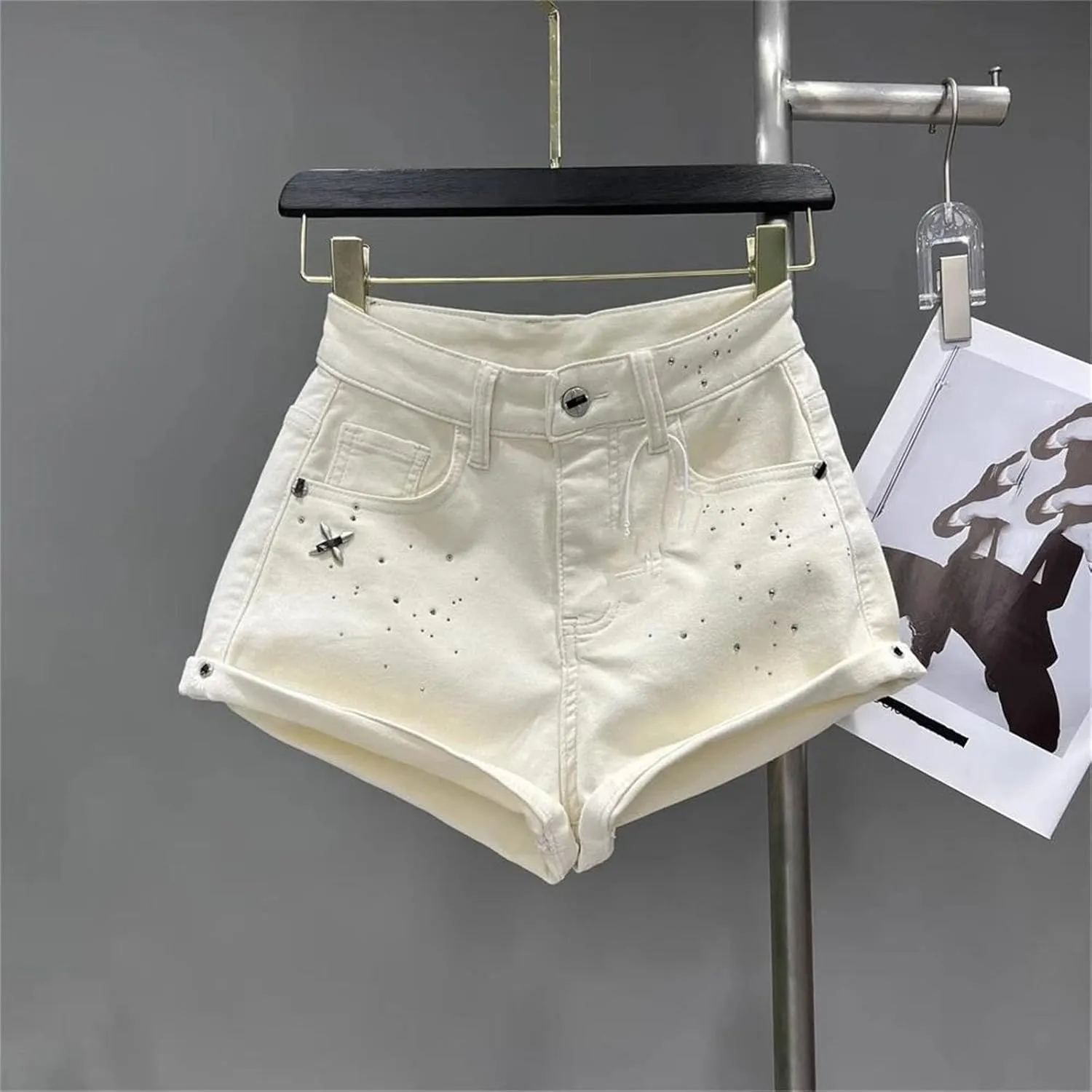 Women’s Gradient Wash Denim Shorts Spring Summer High Waist Vintage Harajuku Baggy