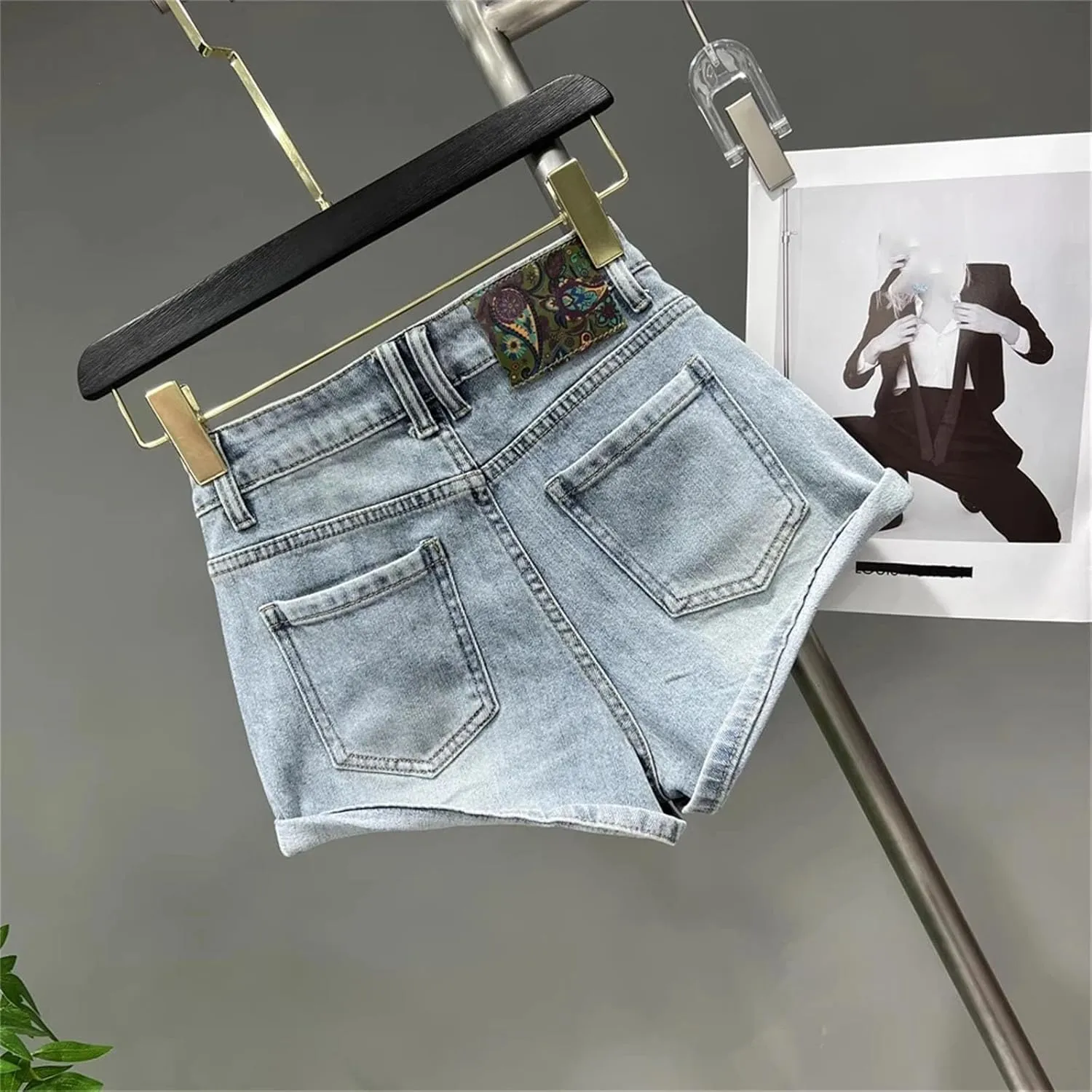 Women’s Gradient Wash Denim Shorts Spring Summer High Waist Vintage Harajuku Baggy