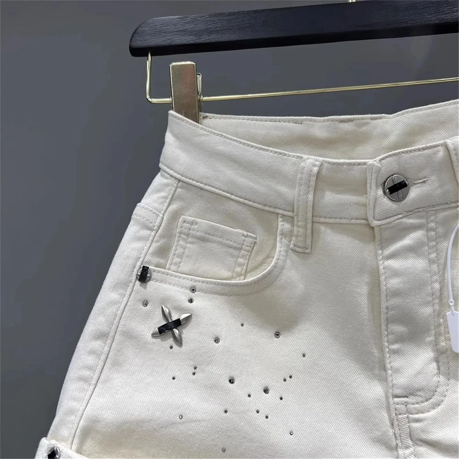 Women’s Gradient Wash Denim Shorts Spring Summer High Waist Vintage Harajuku Baggy