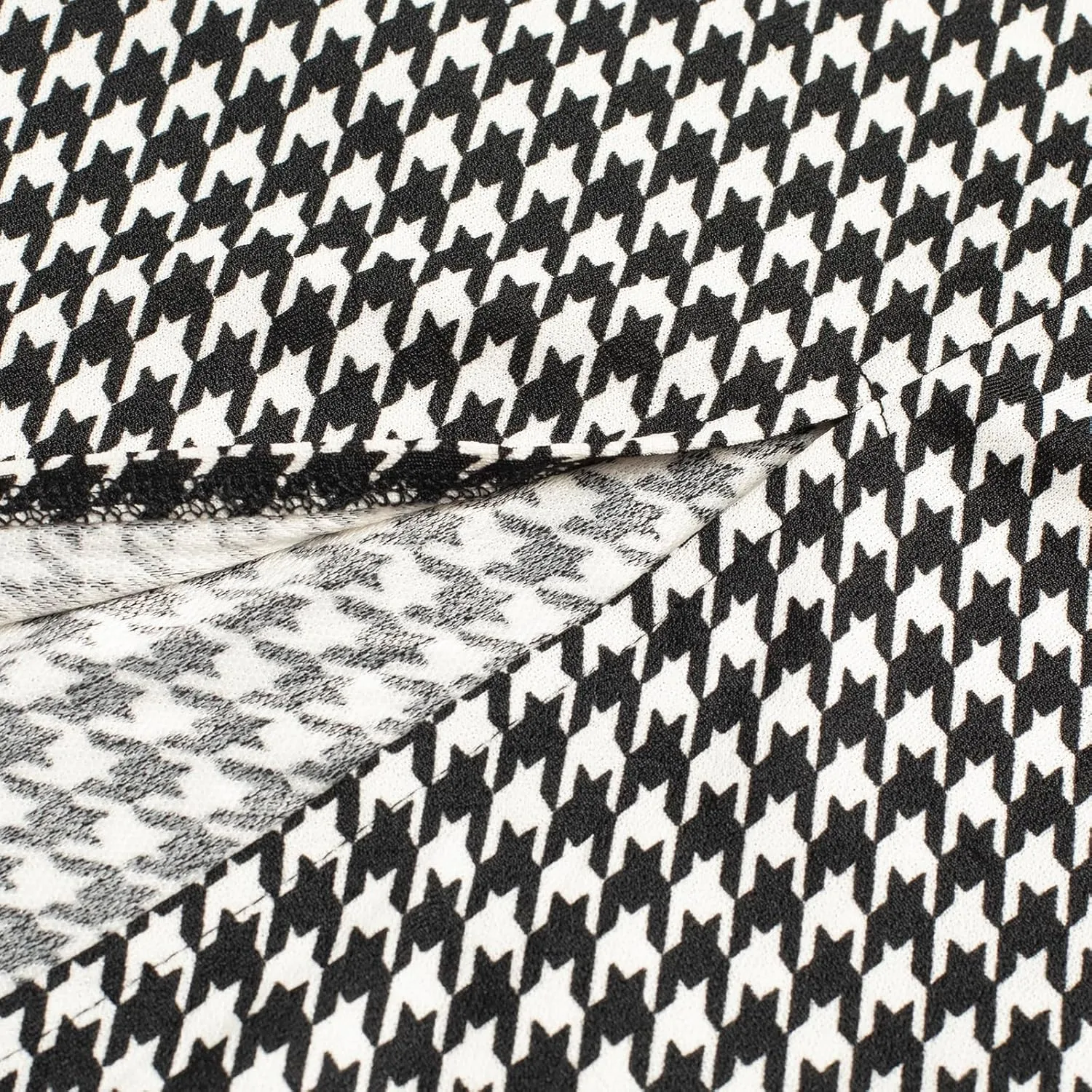 Women's Houndstooth Wrap V Neck Long Sleeve Slim Fitted Club Sexy Midi Dress