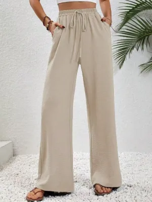 Women's Pants Womens Casual Wide Leg Pants High Waisted Button Down Straight Long Trousers Palazzo Pants