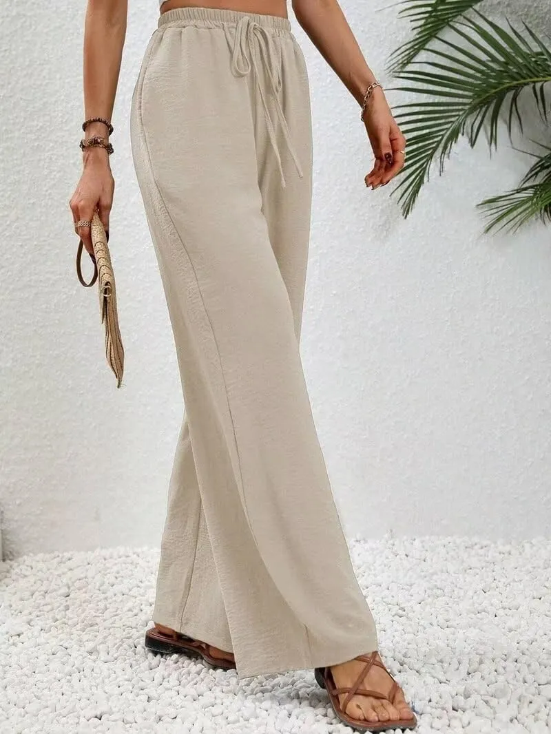 Women's Pants Womens Casual Wide Leg Pants High Waisted Button Down Straight Long Trousers Palazzo Pants