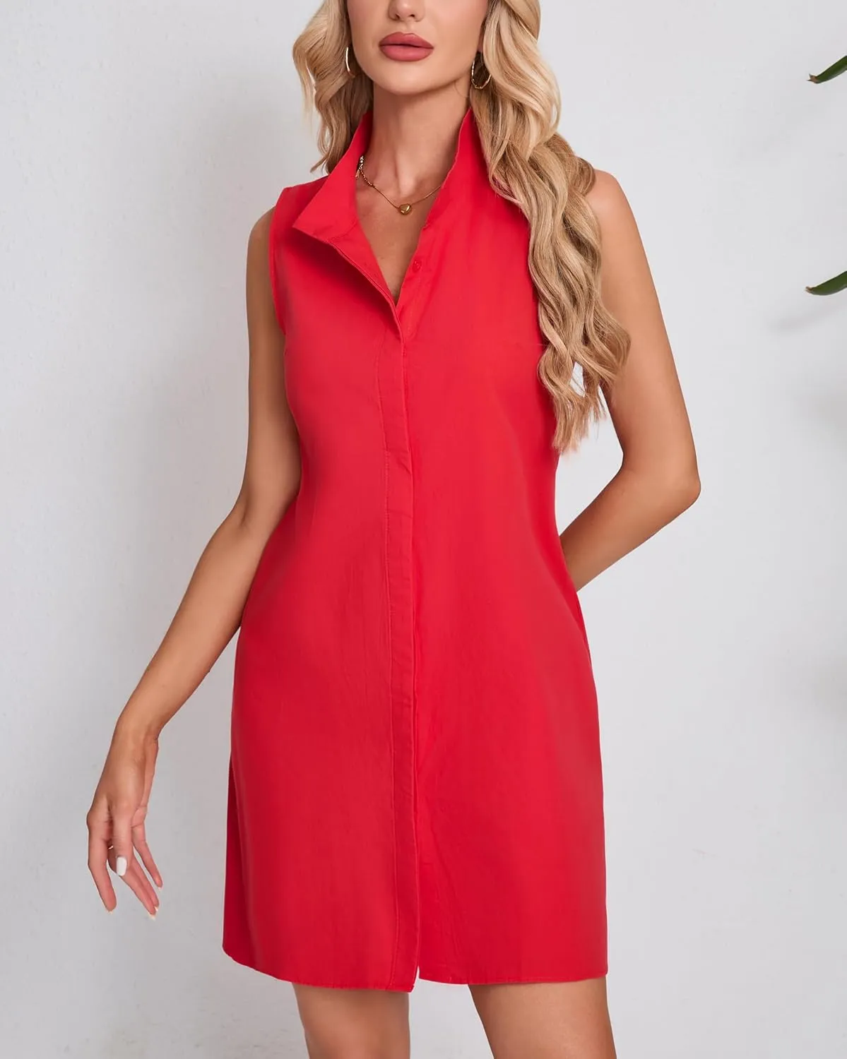 Women's Sleeveless Floral Mini Dress Button Down Tunic Shift Casual Boho Summer Tank Dress
