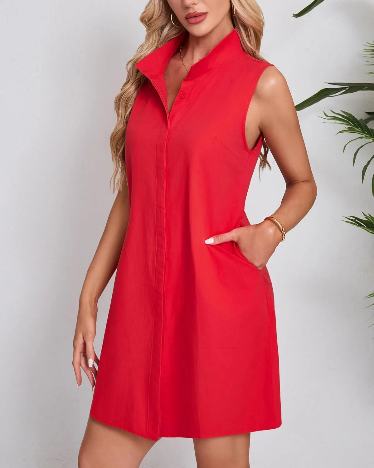 Women's Sleeveless Floral Mini Dress Button Down Tunic Shift Casual Boho Summer Tank Dress