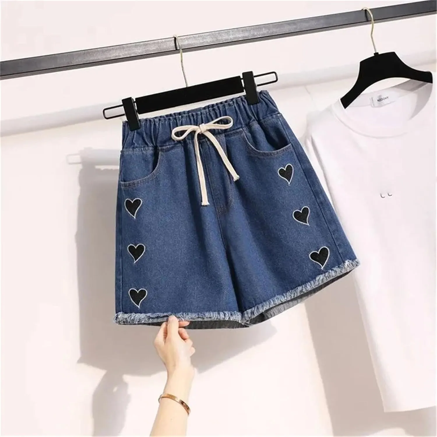 Women’s Spring Summer Button-Fly Denim Shorts High Waist Retro 90s Slim Fit Casual Outfits