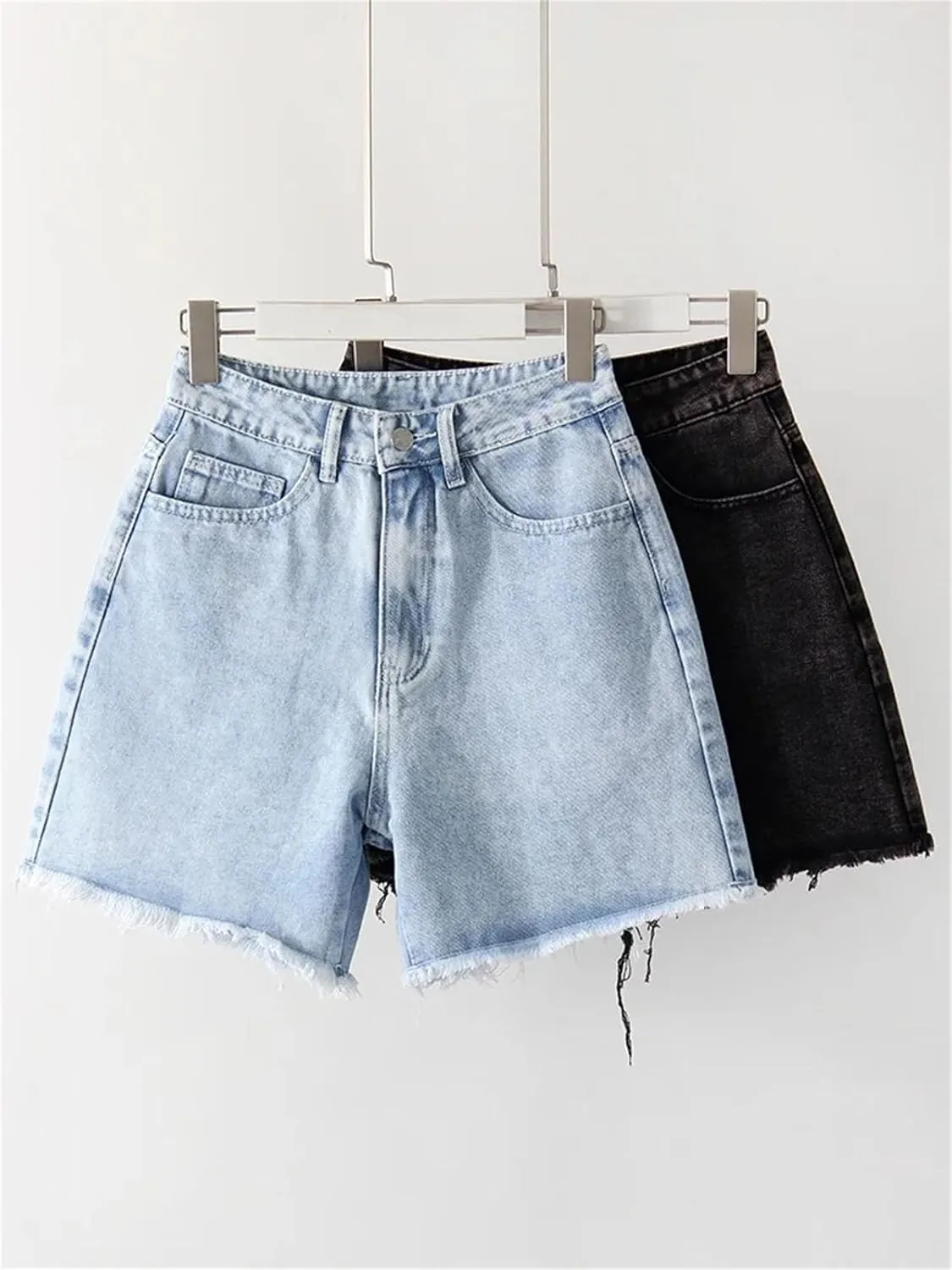 Womens Spring Summer Rhinestone Embroidered Denim Shorts High Waist Vintage Y2k Style