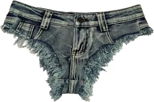 Women’s Ultra-Low Waist Denim Shorts Spring Summer Ripped Hole Casual Nightclub Style