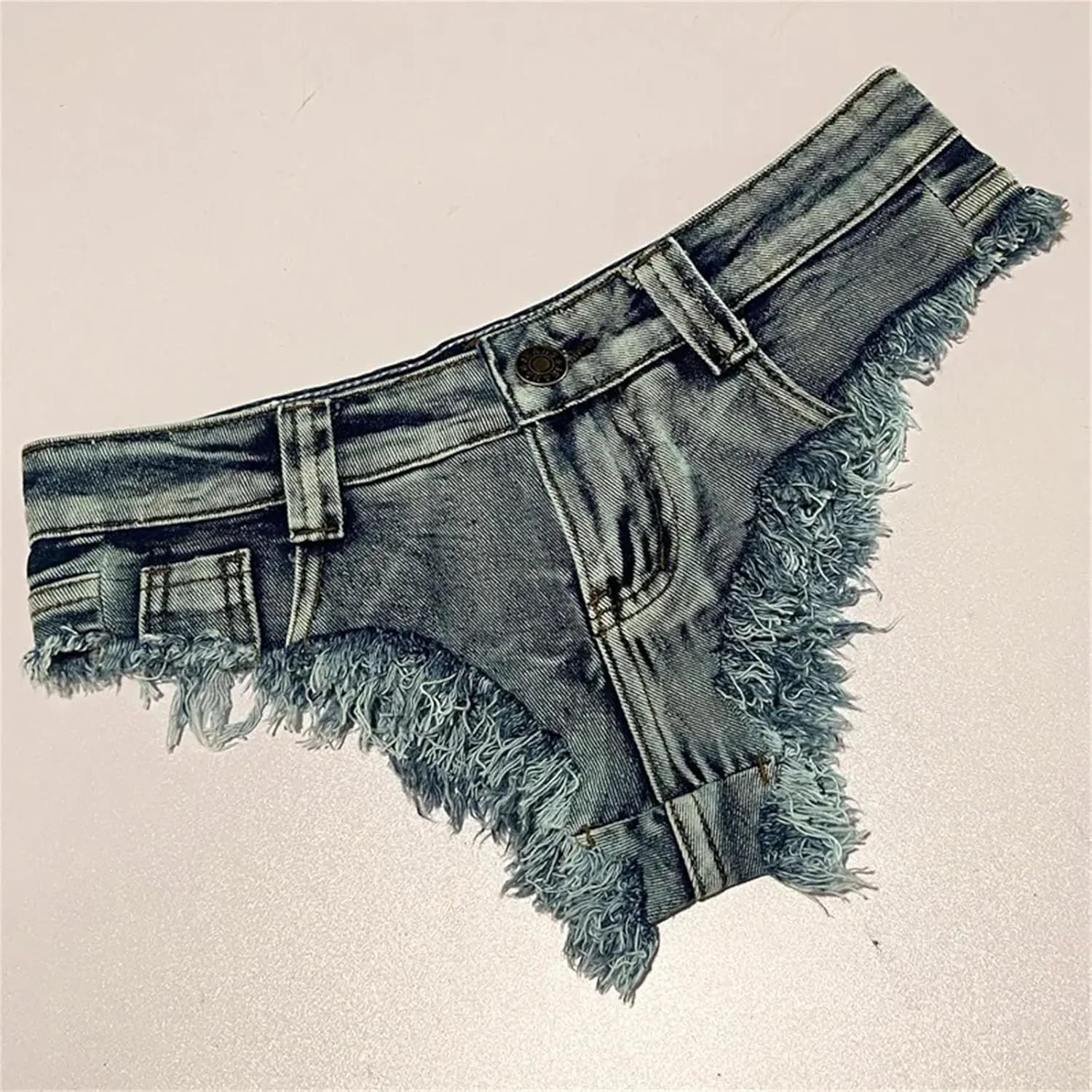 Women’s Ultra-Low Waist Denim Shorts Spring Summer Ripped Hole Casual Nightclub Style