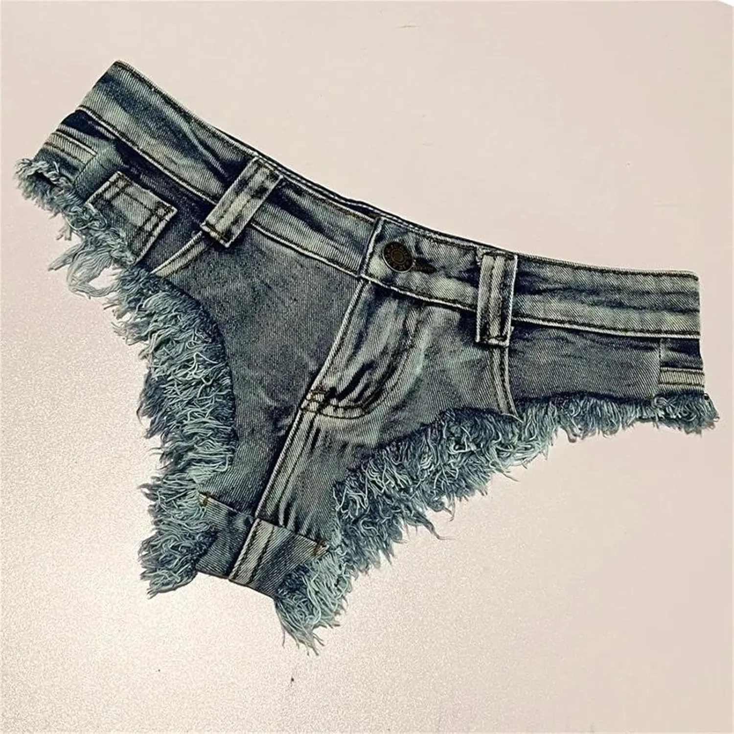 Women’s Ultra-Low Waist Denim Shorts Spring Summer Ripped Hole Casual Nightclub Style