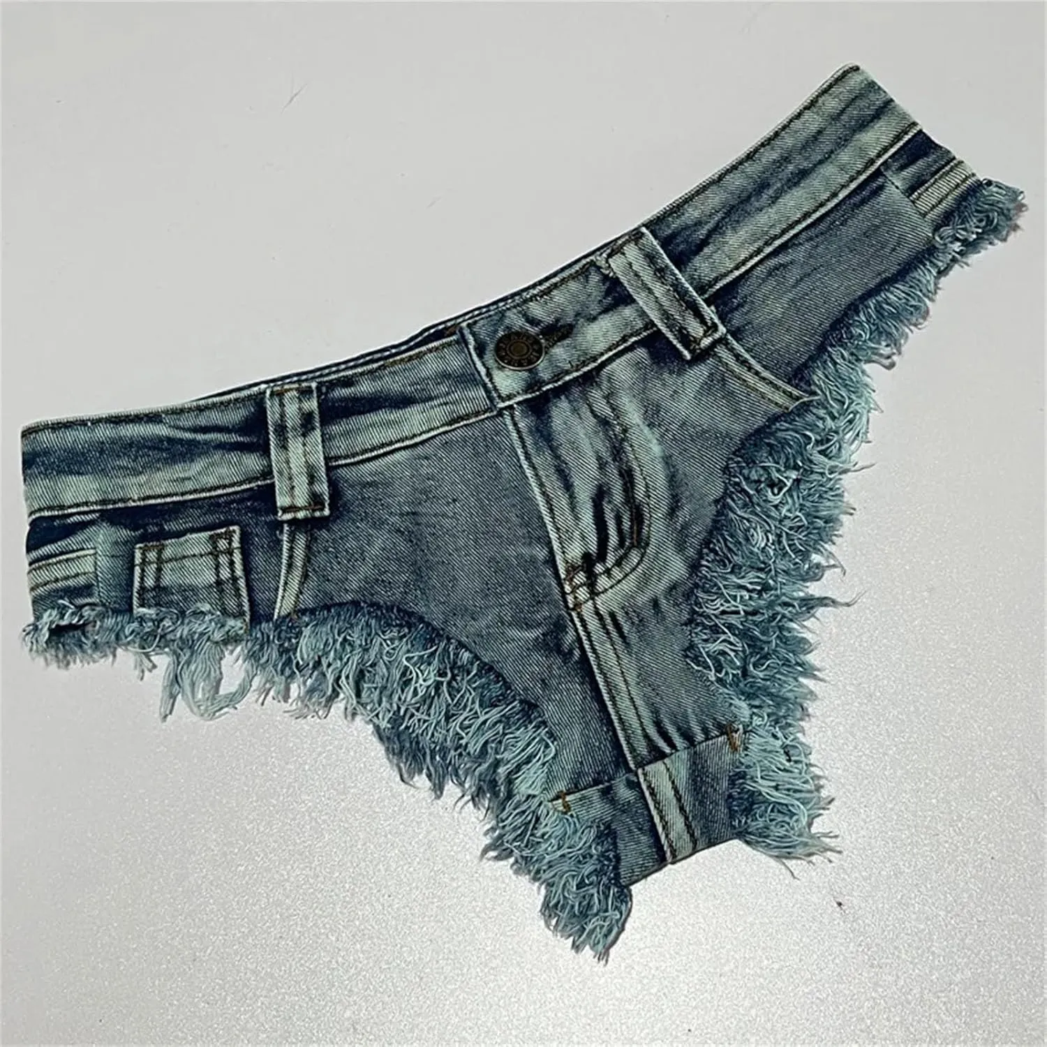 Women’s Ultra-Low Waist Denim Shorts Spring Summer Ripped Hole Casual Nightclub Style