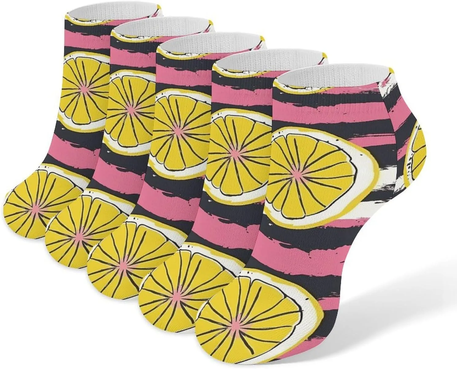 Yellow Lemon Slices Low Cut Ankle Socks Athletic Socks For Women Performance Cushioned Comfort Sock For Men And Children