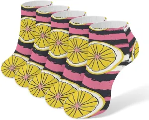 Yellow Lemon Slices Low Cut Ankle Socks Athletic Socks For Women Performance Cushioned Comfort Sock For Men And Children