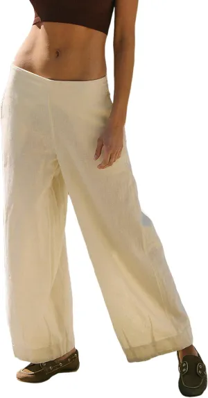 Zhiyouni Women's Cotton Linen Palazzo Pants Summer Casual Wide Leg High Waisted Trousers