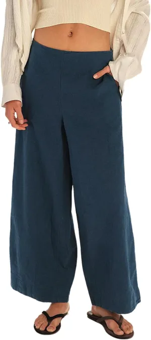 Zhiyouni Women's Cotton Linen Palazzo Pants Summer Casual Wide Leg High Waisted Trousers